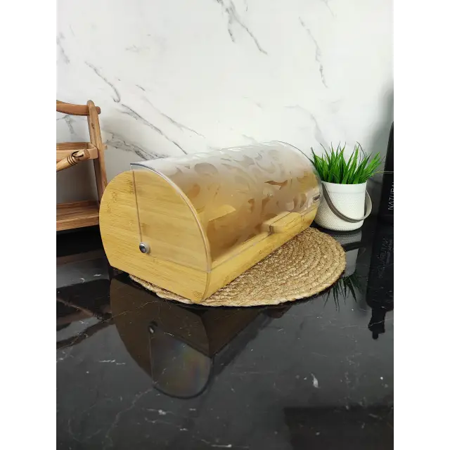 Хлібниця 36,5*22*16,5см корпусу дерево кр.платик MR-1674S ᐉ MR-1674S - - класная цена в ProPosud