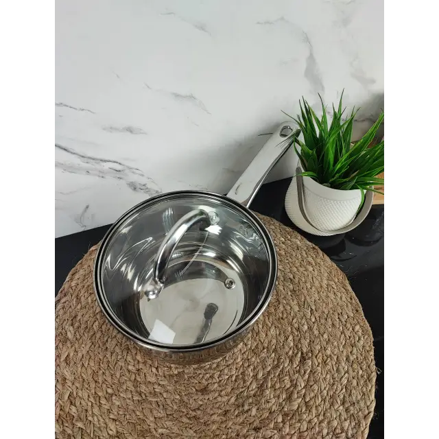 Ківш 2,1л нерж.сталь скл.кришка Basic MR-3513-16S ᐉ MR-3513-16S - - класная цена в ProPosud