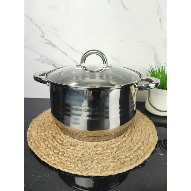 Каструля 5,1л нерж.сталь скл.кришка Basic MR-3513-22 ᐉ MR-3513-22 - - класна ціна в ProPosud