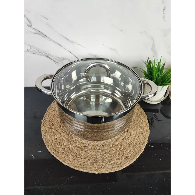 Каструля 6,5л нерж.сталь скл.кришка Basic MR-3513-24 ᐉ MR-3513-24 - - класна ціна в ProPosud