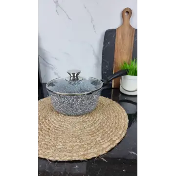 0720-SN Ковш 2,3л антипр.покрытие стек.крышка индукция Мрамор