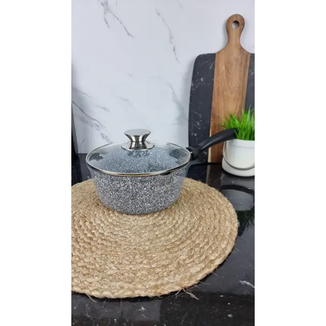 0720-SN Ковш 2,3л антипр.покрытие стек.крышка индукция Мрамор