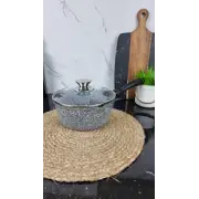 0720-SN Ковш 2,3л антипр.покрытие стек.крышка индукция Мрамор