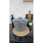0632-SN Каструля глибока 14л антипр.покриття скл.кришка індукція Мармур ᐉ 0632-SN - - класная цена в ProPosud