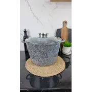 0632-SN Каструля глибока 14л антипр.покриття скл.кришка індукція Мармур ᐉ 0632-SN - - класная цена в ProPosud