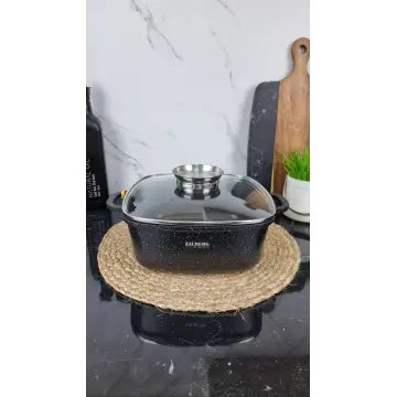 1224-BL Каструля квадратна 4,4л антипр.покриття скл.кришка індукція Мармур ᐉ 1224-BL - - класная цена в ProPosud