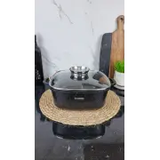 1224-BL Каструля квадратна 4,4л антипр.покриття скл.кришка індукція Мармур ᐉ 1224-BL - - класная цена в ProPosud