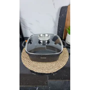 1224-BL Каструля квадратна 4,4л антипр.покриття скл.кришка індукція Мармур ᐉ 1224-BL - - класная цена в ProPosud 2