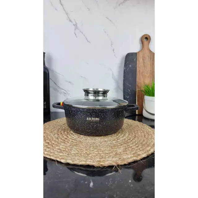 0320-BL Каструля 2,3л антипр.покриття скл.кришка індукція Мармур ᐉ 0320-BL - - класная цена в ProPosud