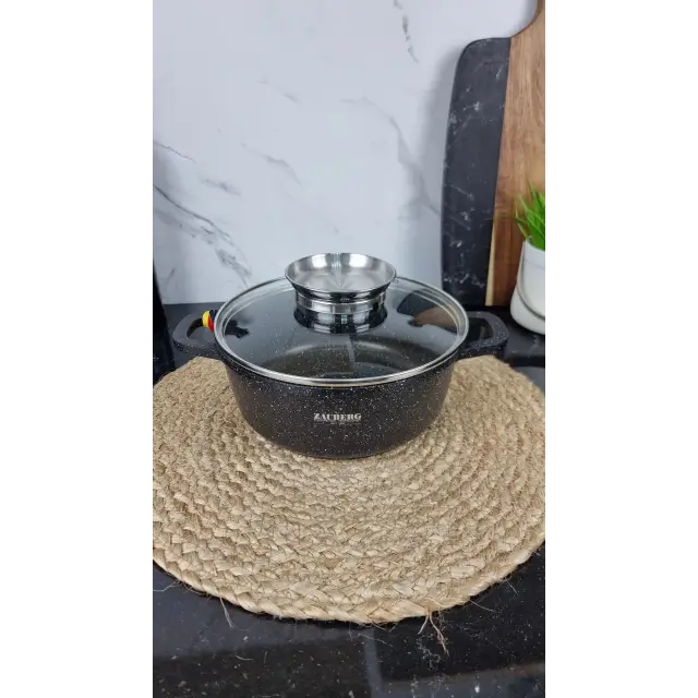 0318-BL Кастрюля 1,7л антипр.покрытие стек.крышка индукция Мрамор