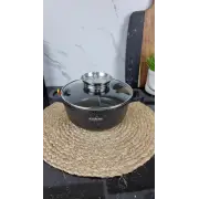 0318-BL Кастрюля 1,7л антипр.покрытие стек.крышка индукция Мрамор