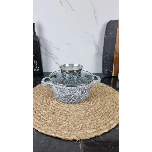 0316-SN Каструля 1,2л антипр.покриття скл.кришка індукція Мармур ᐉ 0316-SN - - класная цена в ProPosud