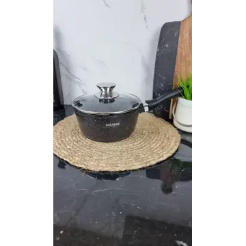 0718-BL Ковш 1,9л антипр.покрытие стек.кришка индукция Мрамор