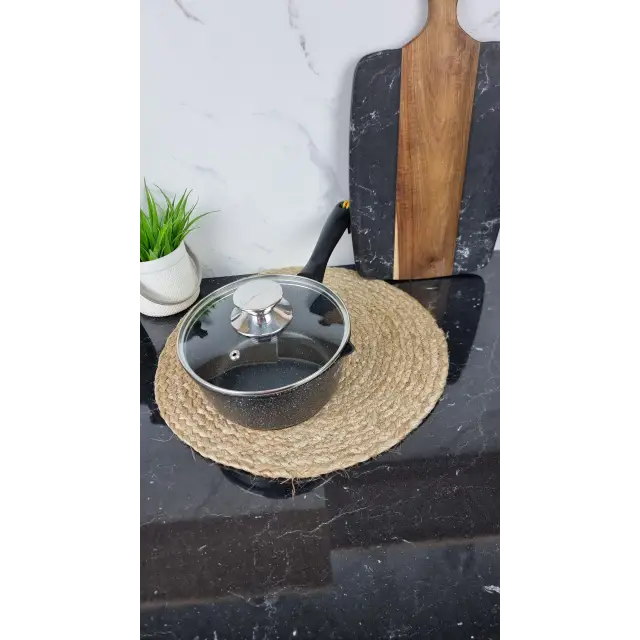 0718-BL Ковш 1,9л антипр.покрытие стек.кришка индукция Мрамор