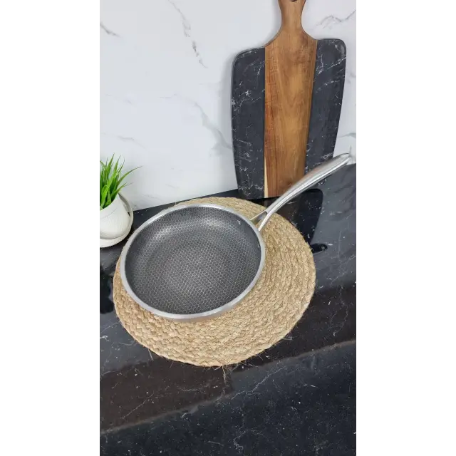 B018L-26 Сковорода 26см нерж.сталь стек.крышка кол.Honeycomb