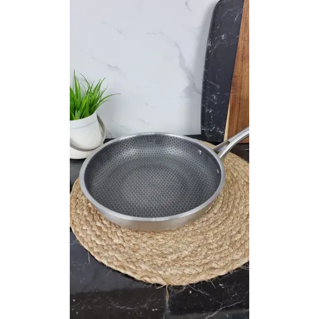 B018L-26 Сковорода 26см нерж.сталь стек.крышка кол.Honeycomb