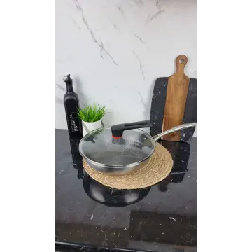 B017L Сковородка ВОК 30см нерж.сталь стек.крышка кол. кор.Honeycomb