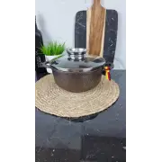 0322-CH Кастрюля 3,2л антипр.покрытие стек.крышка индукция Мрамор