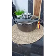 0322-CH Кастрюля 3,2л антипр.покрытие стек.крышка индукция Мрамор