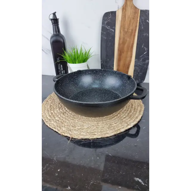 0528-CR Каструля мілка 4,1л антипр.покриття скл.кришка індукція Мармур ᐉ 0528-CR - - класная цена в ProPosud