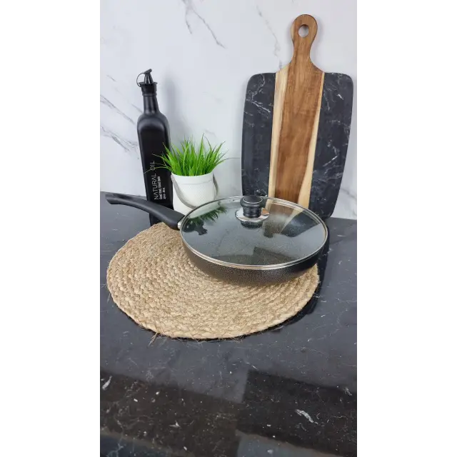 PN-26 H Сковорідка 26см антипр.покриття скл.кришка NON STICK Мармур ᐉ PN-26 H - - класная цена в ProPosud