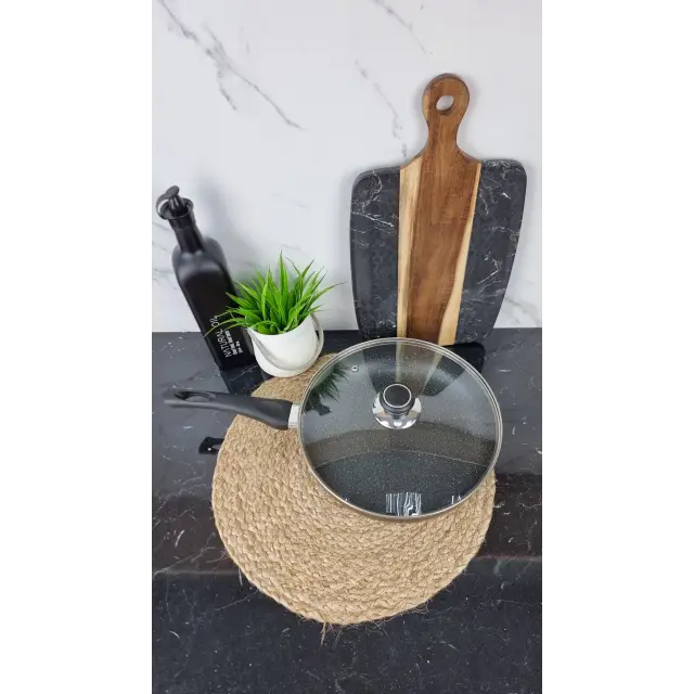 PN-26 H Сковорідка 26см антипр.покриття скл.кришка NON STICK Мармур ᐉ PN-26 H - - класная цена в ProPosud