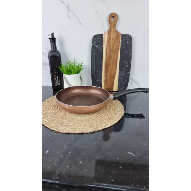 FPM-242 Сковорідка 24см антипр.покриття скл.кришка Мармур Бронза ᐉ FPM-242 - - класная цена в ProPosud