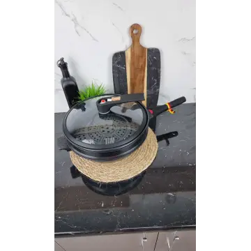 1332-BL Вок-сковорода 3в1 4,5л антипр.покрытие стек.крышка индукция Мрамор 2