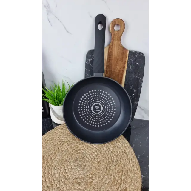 QD-D324-L Сковорода 24см антипр.покрытие стек.крышка Diamond