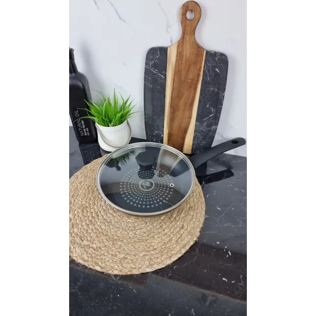 QD-D326-L Сковорода 26см антипр.покрытие стек.крышка Diamond