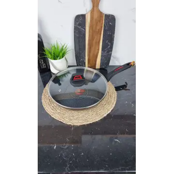 QD-F-T-0324 L Сковорода 24см антипр.покрытие стек.крышка термоиндикатор Мрамор