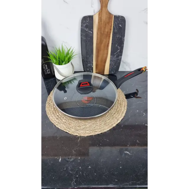 QD-F-T-0326 L Сковорідка 26см антипр.покриття скл.кришка термоіндикатор Мармур