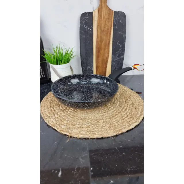 QD-F0324-L Сковорідка 24см антипр.покриття скл.кришка Мармур ᐉ QD-F0324-L - - класная цена в ProPosud