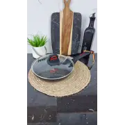 QD-F-T-0328 L Сковорода 28см антипр.покрытие стек.крышка термоиндикатор Мрамор