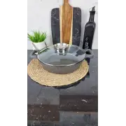 YLS8028-G Кастрюля мелкая 3,5л антипр.покрытие стек.крышка индукция Серая