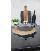 YLS8028-G Кастрюля мелкая 3,5л антипр.покрытие стек.крышка индукция Серая