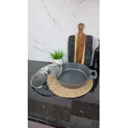 YLS8028-G Кастрюля мелкая 3,5л антипр.покрытие стек.крышка индукция Серая