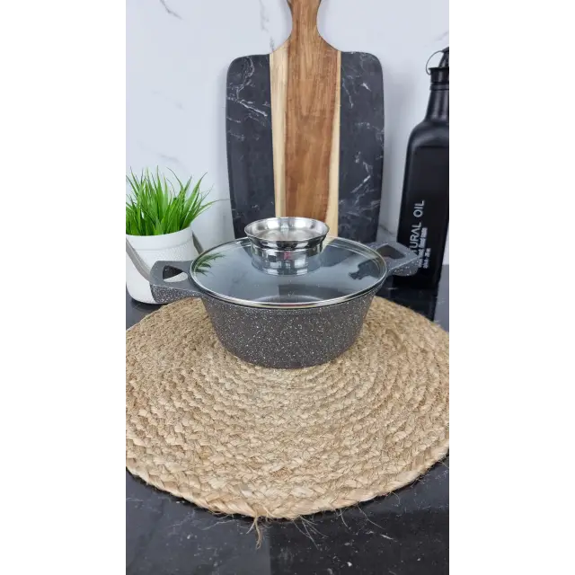 YS8020-G Каструля 2,0л антипр.покриття скл.кришка індукція Сірий