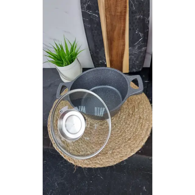 YS8020-G Каструля 2,0л антипр.покриття скл.кришка індукція Сірий