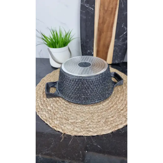 YS8020-B Кастрюля 2,0л антипр.покрытие стек.крышка индукция Чорный