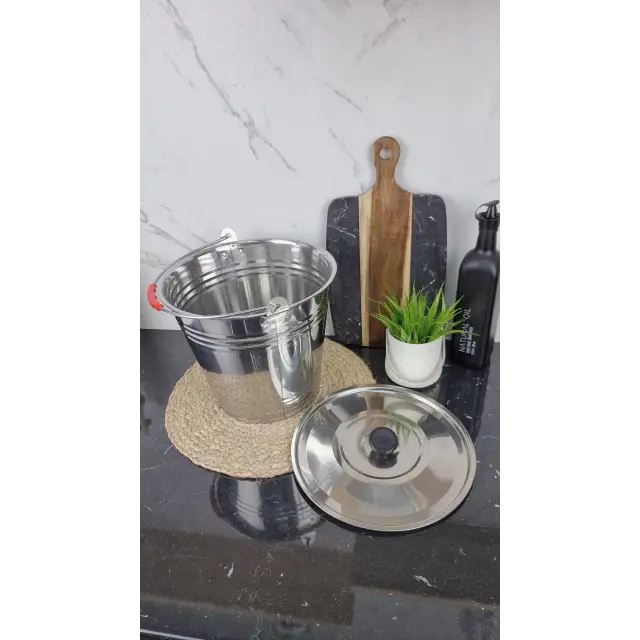 B005-8L Ведро с крышкой 8,0л пластиковая ручка нерж.сталь ᐉ B005-8L - - класная цена в ProPosud