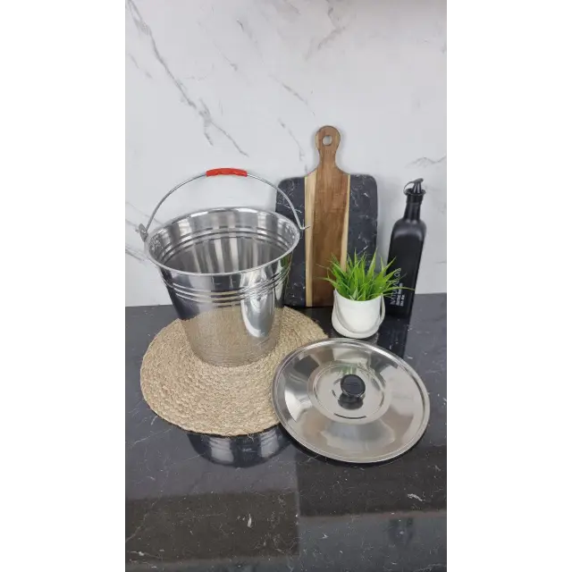 B005-8L Ведро с крышкой 8,0л пластиковая ручка нерж.сталь ᐉ B005-8L - - класная цена в ProPosud