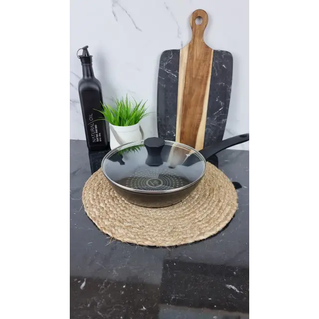 QD-DD326-L Сковорода глубокая 26см антипр.покрытие стек.крышка Diamond