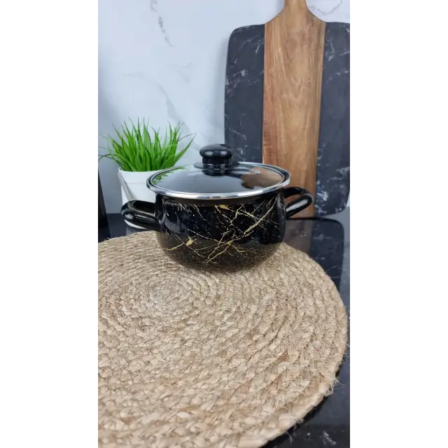 700 A Кастрюля глубокая 2,1л d-16см Черный Мрамор