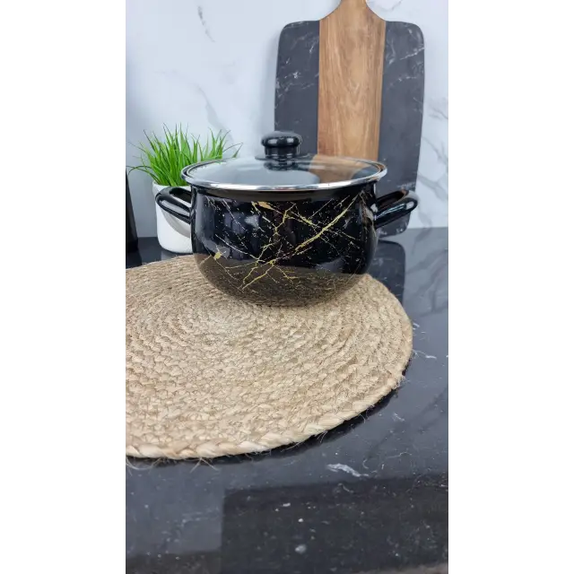 700 A Кастрюля глубокая 5,1л d-22см Черный Мрамор