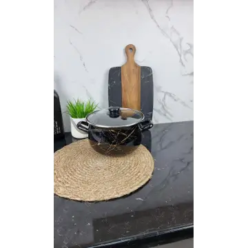 700 A Кастрюля глубокая 5,1л d-22см Черный Мрамор 2