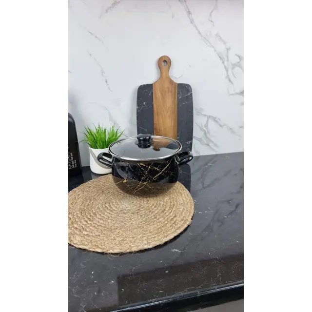 700 A Кастрюля глубокая 5,1л d-22см Черный Мрамор