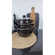 700 A Набор кастрюль 3-пр. стк/кр. Черный Мрамор