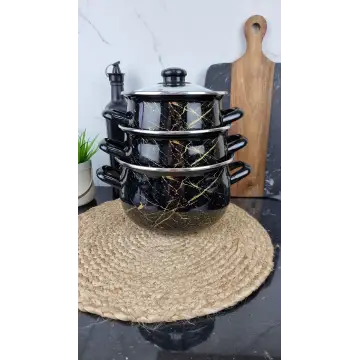 700 A Набор кастрюль 3-пр. стк/кр. Черный Мрамор