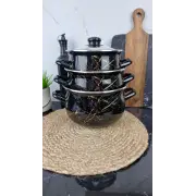 700 A Набор кастрюль 3-пр. стк/кр. Черный Мрамор